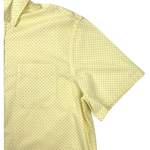 Old Navy Pastel Butter Yellow Perfect Fit Camp Shirt Polka Dot Beach Resort XL - Picture 6 of 10